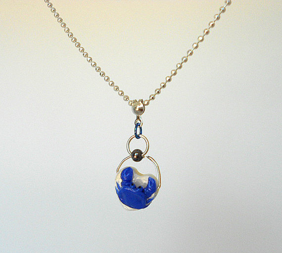 fanART- Blue Crab necklace -gifts for women and teenagers